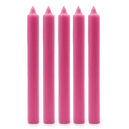 Solid Colour Dinner Candles - Rustic Deep Pink - Pack of 5