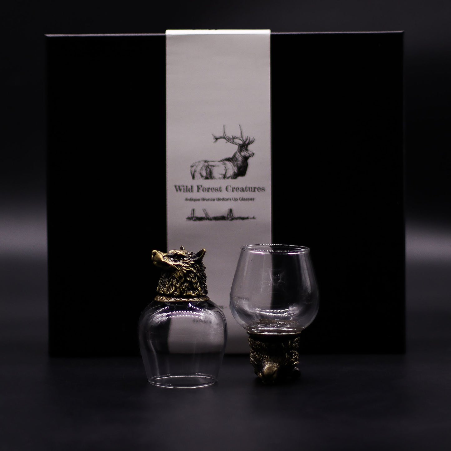 Gift Set of 6 Glasses  - Mystical Creatures - Antique Bronze