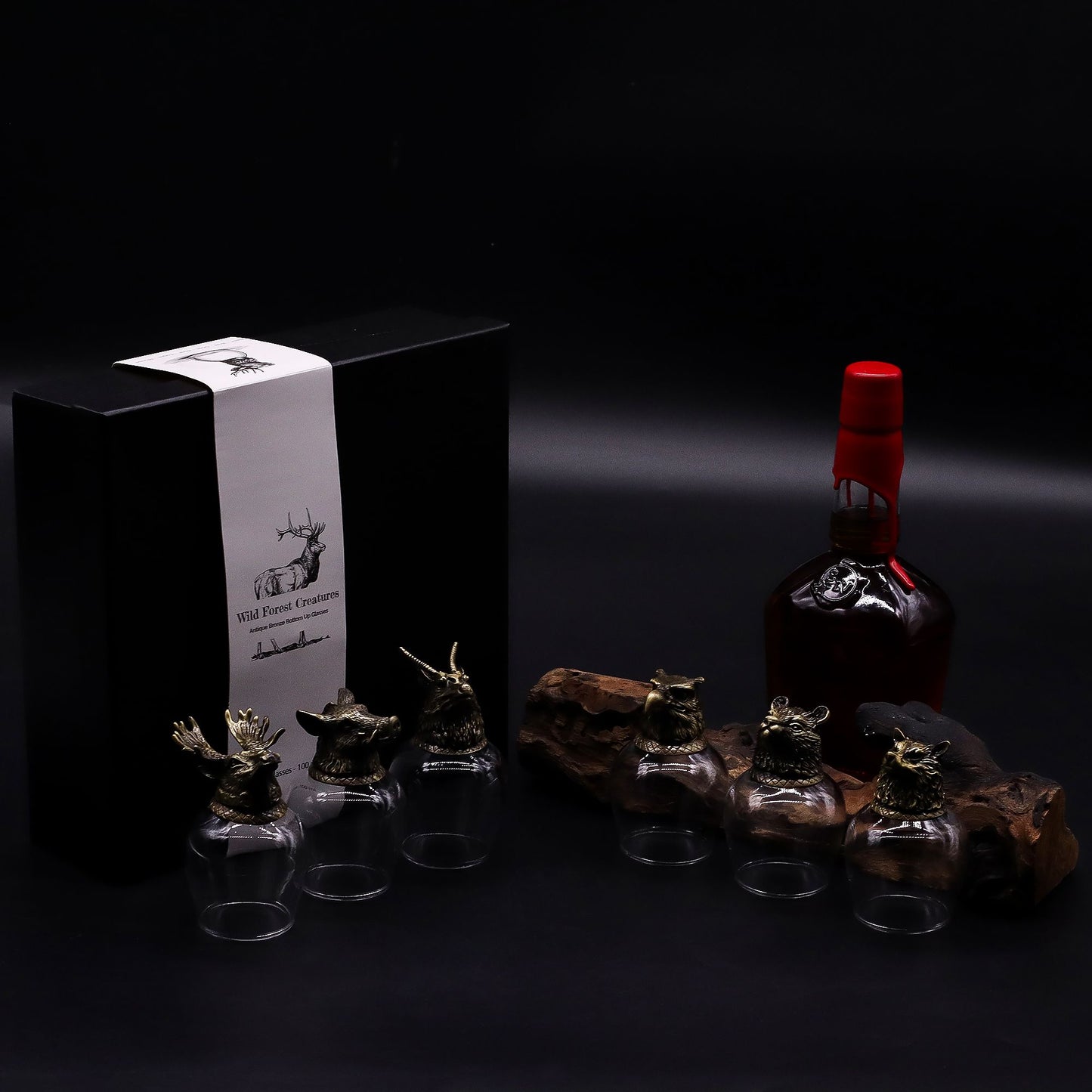 Gift Set of 6 Glasses  - Mystical Creatures - Antique Bronze