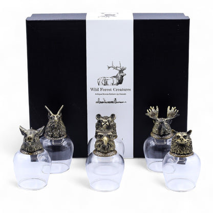 Gift Set of 6 Glasses  - Mystical Creatures - Antique Bronze