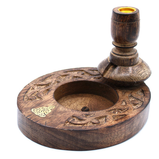 Small Mango Wood Backflow Burner - Brass Buddha