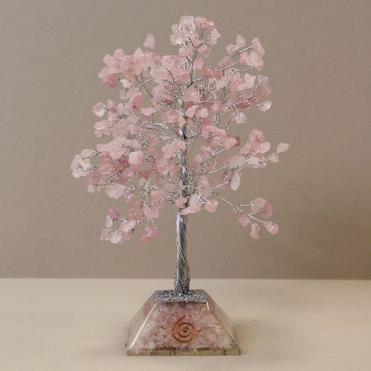 Gemstone Tree with Organite Base - 320 Stone - Rose Quartz
