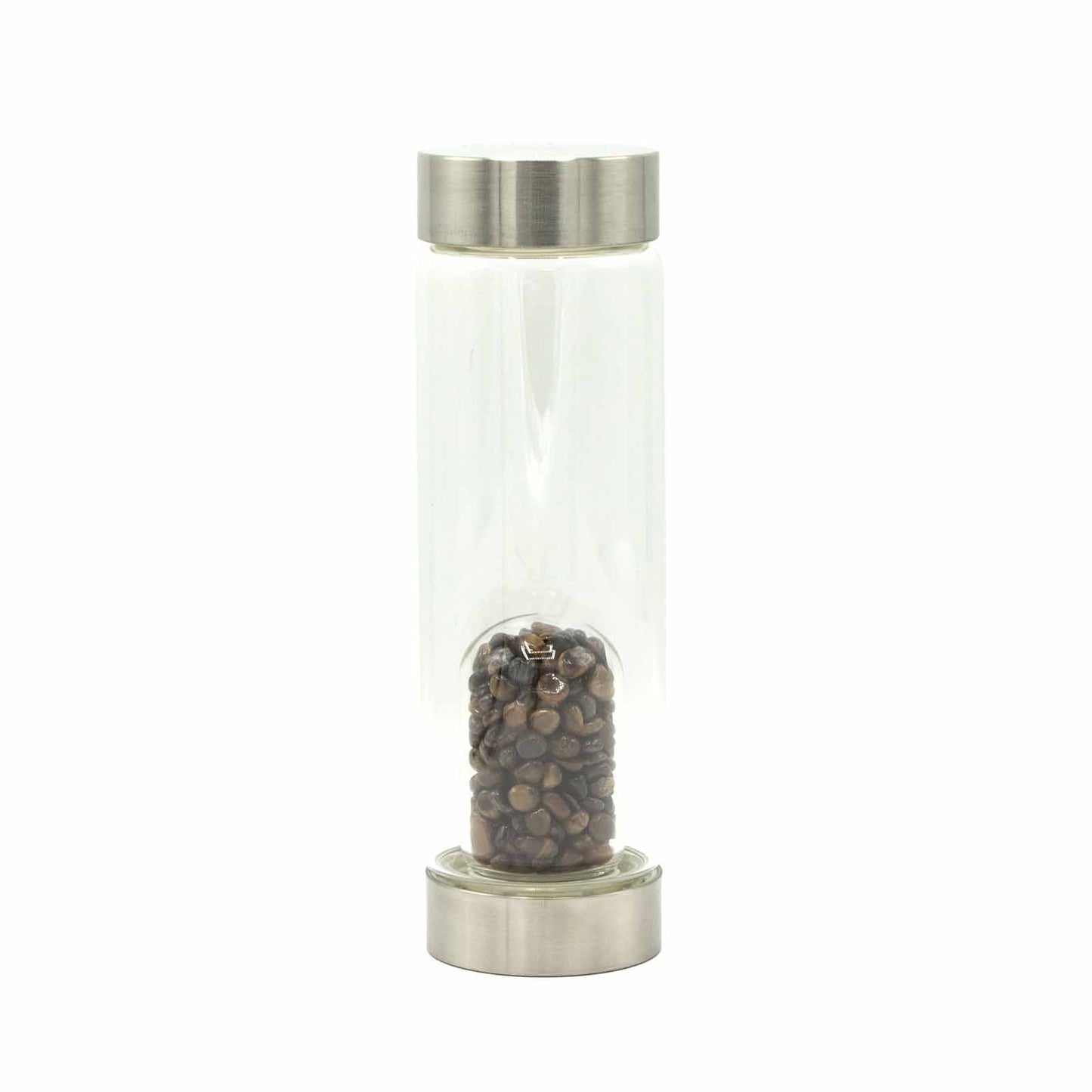 Crystal Infused Glass Water Bottle - Tiger's Eye