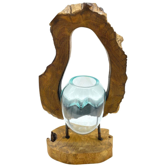 Molton Glass Hanging Art Vase on Wood