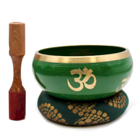 Large Tree of Life Singing Bowl Set- Green 14cm